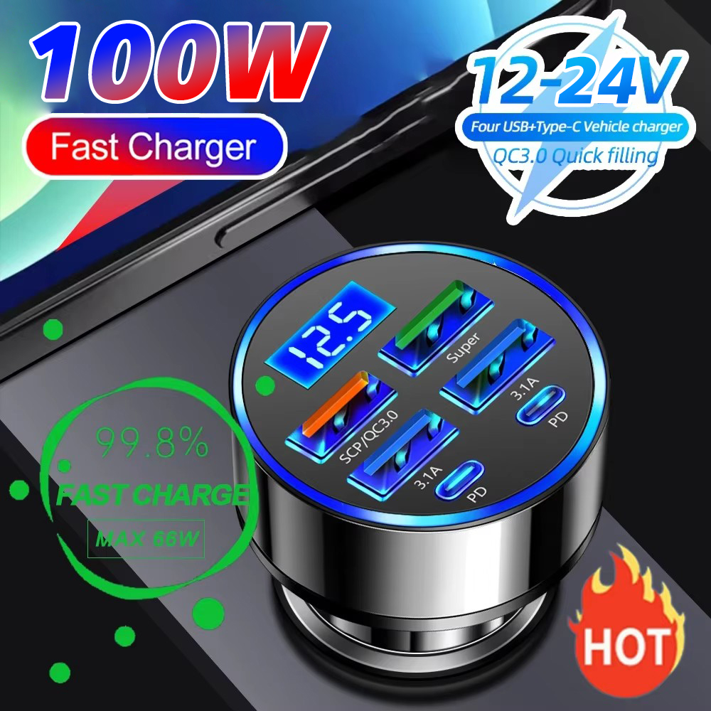 Type C Multiport Adapter - 100W 6 Ports Fast Charging Car