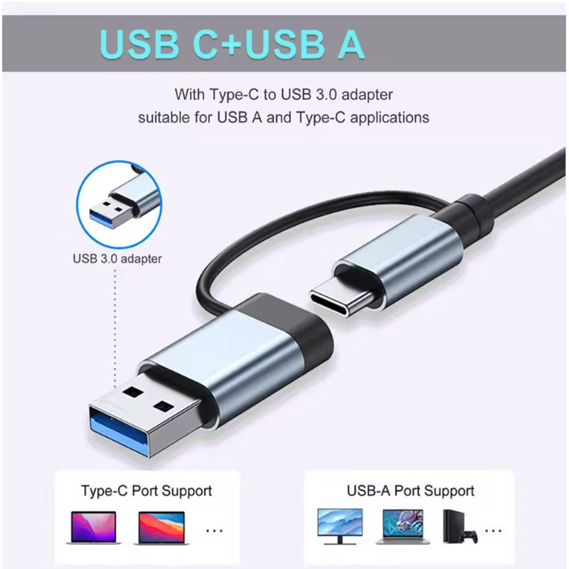 7 Ports USB A C Hub Concentrat - Tech Accessories Pc ulasan dan harga