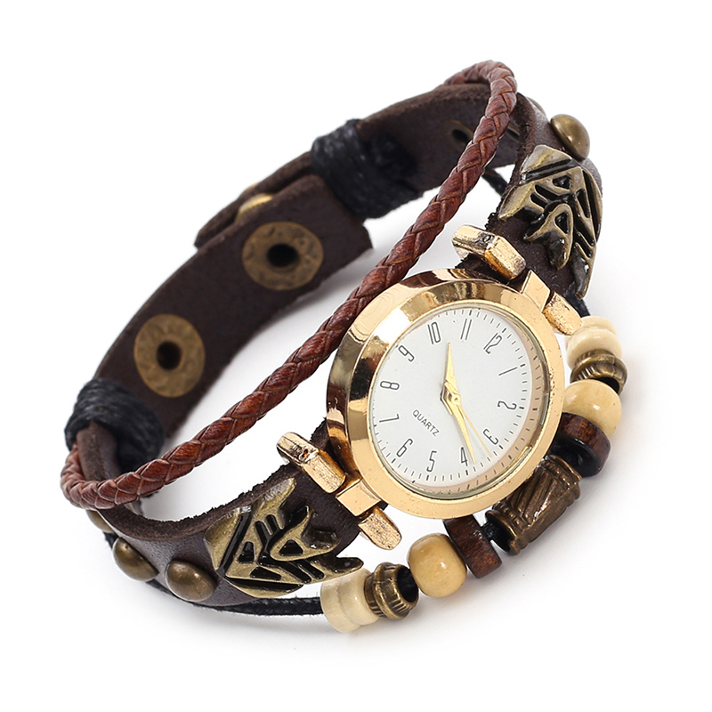 Vintage Leather Quartz Watch H - Tech Wear Accessories ulasan dan harga