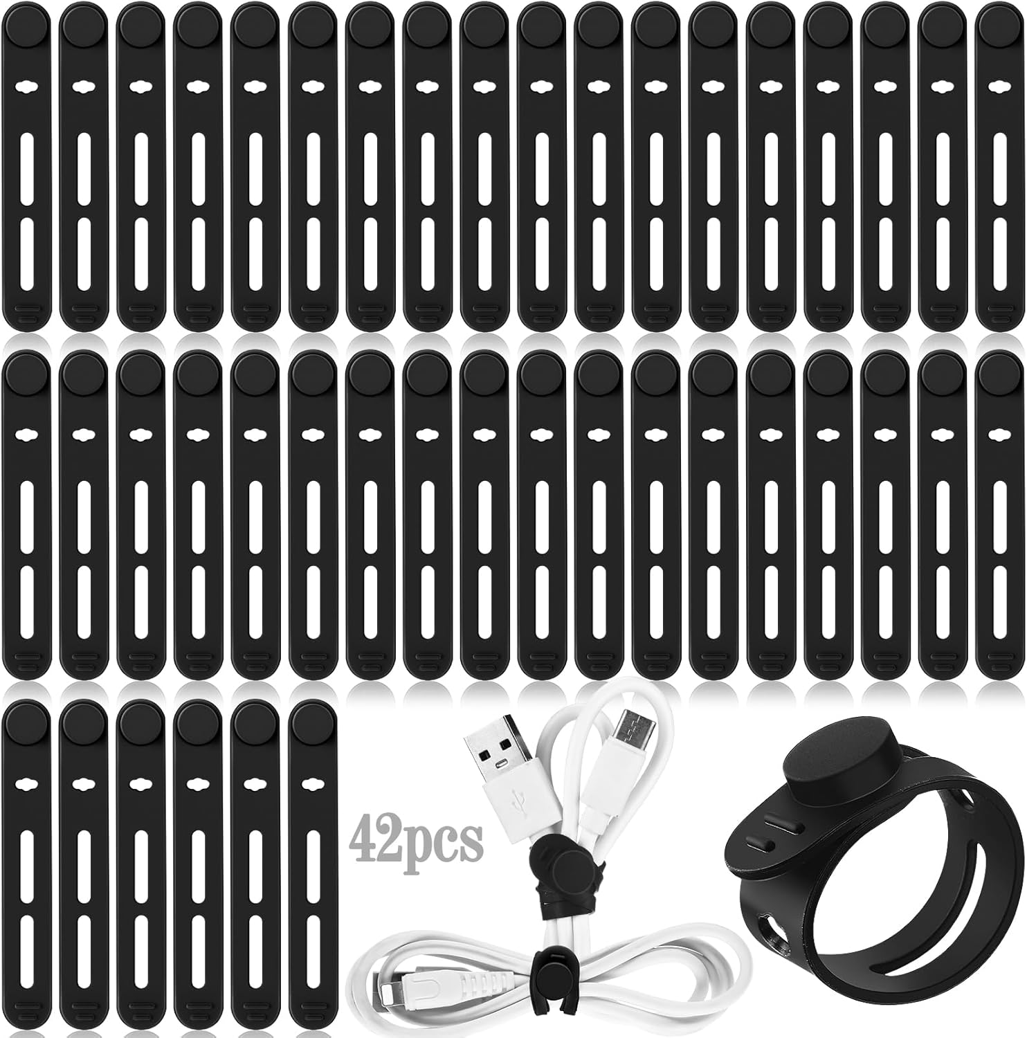 42 Pcs Silicone Cable Ties Reu - Travel Cable Organizer ulasan dan harga