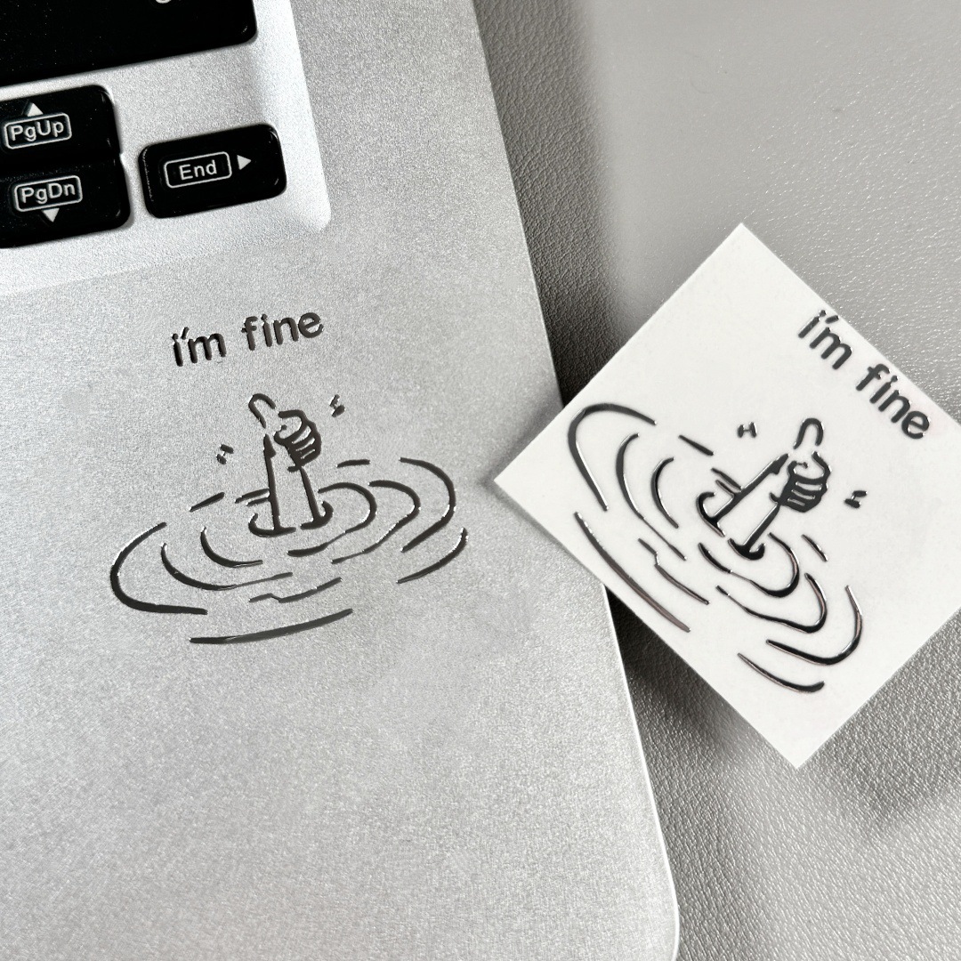 5/10Pcs I'M Fine, Funny, Sarca - Tech Accessories For Laptop ulasan dan harga