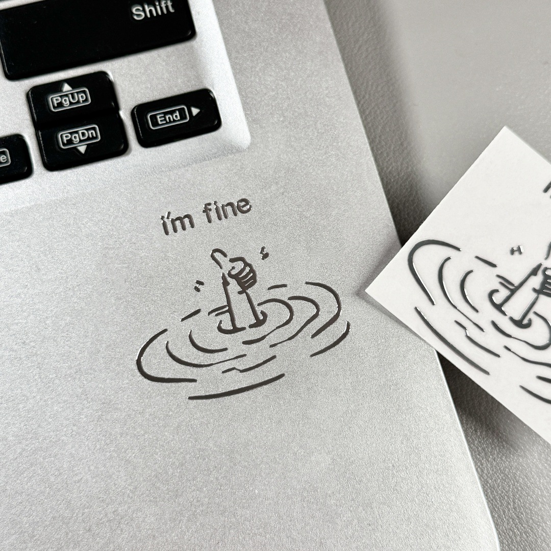 5/10Pcs I'M Fine, Funny, Sarca - Tech Accessories For Laptop ulasan dan harga
